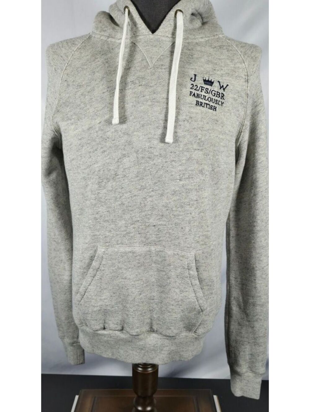 Jack Wills Fabulously British Gray Pullover Hoodie US 10 UK 14